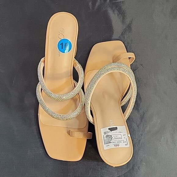 BRAND NEW FOREVER SLIPPERS   PEEP TOE DOUBLE STRAP GLITTER EMBROIDERY SA… - Picture 5 of 16